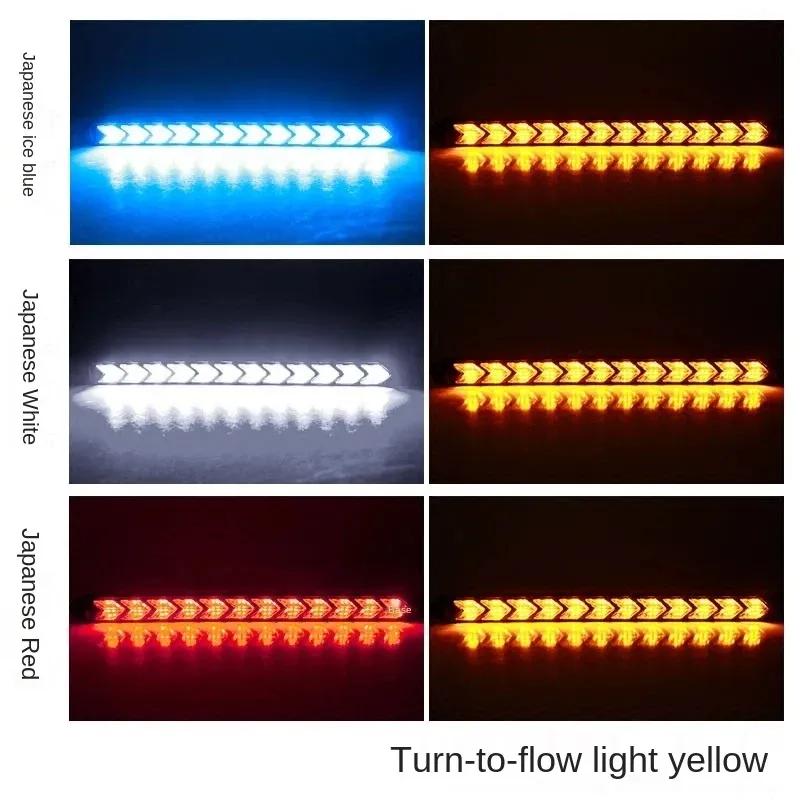 2Pcs Led Car Daytime Running Light Strip 12V Waterproof Sequential Flexible Yellow Arrow FlowTurn Signal Safety Warning Light