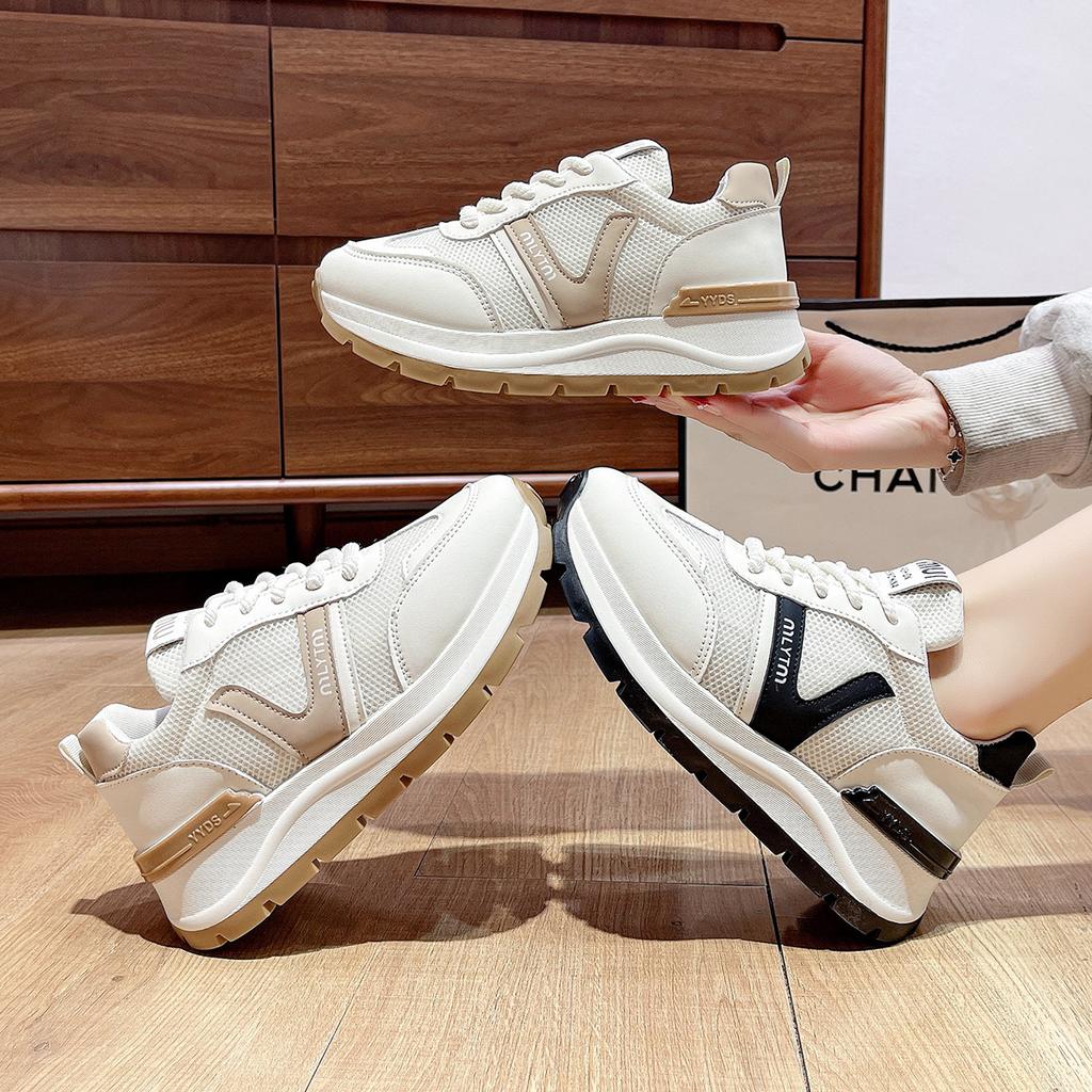 Thick-soled Dad Shoes Women's Popular Small Height Increase White Shoes Spring and Autumn 2025 New Casual Sports Shoes Board Shoes