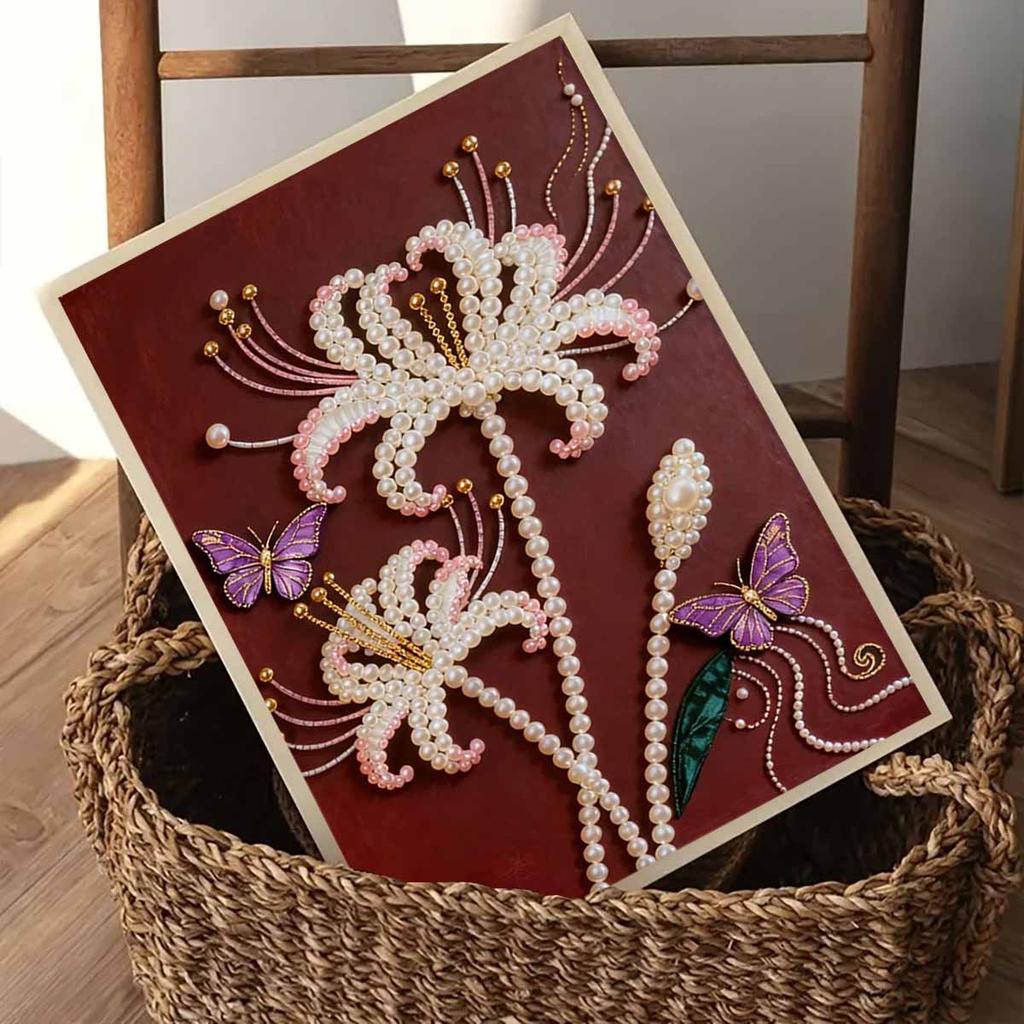Crystal Pearl Painting 5D DIY Frame Decoration Painting Flower Home Wall Decoration Transparent Pearl Gemstone Painting Picture Art Crafts
