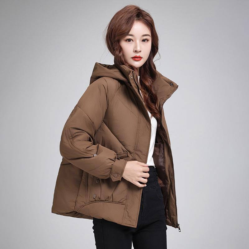 

Women s Short Hooded Cotton-Padded Winter Jacket M кофейный