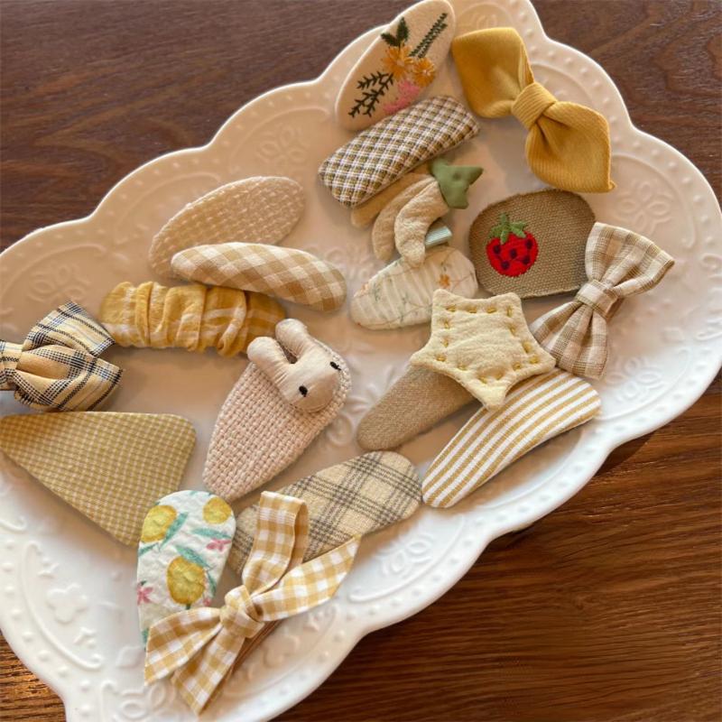 2pcs/set Baby Hair Clip Fashon Simplicity Bow Floral Hairpin for Toddler Girl Lovely Bang Side Clip Hair Accessories