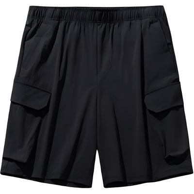 Ležérne Jednoduché Jednofarebné Šnurovacie Voľné Športové Šortky Pánske šortky Čierna 152527533-3