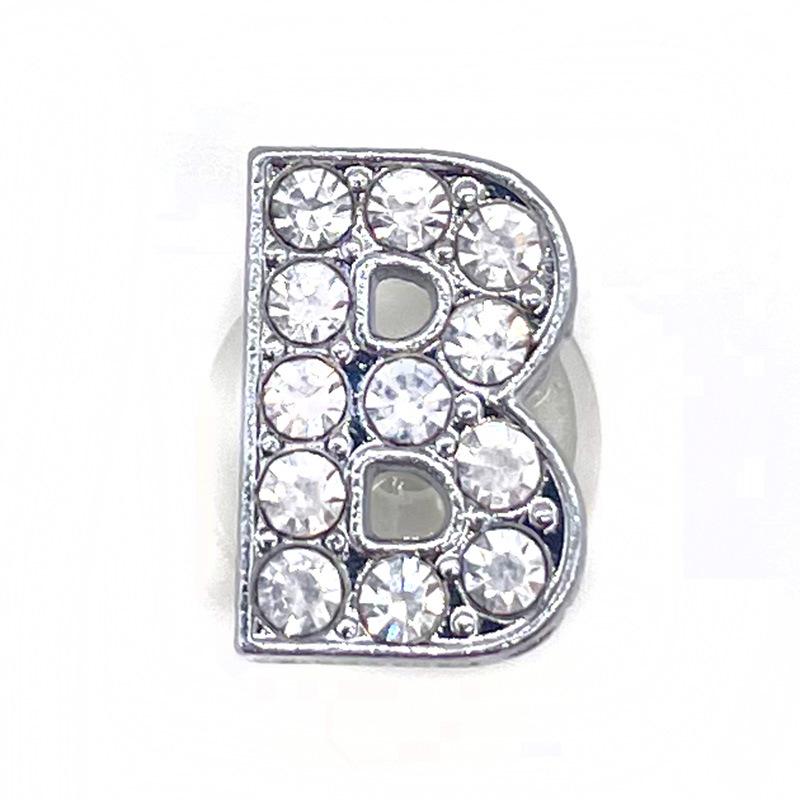 Charms Scarpe Diamante Strass Scintillante Lettera Argento Cristallo Alfabeto Decorazioni Scarpe Gioielli Slider Braccialetto Braccialetti