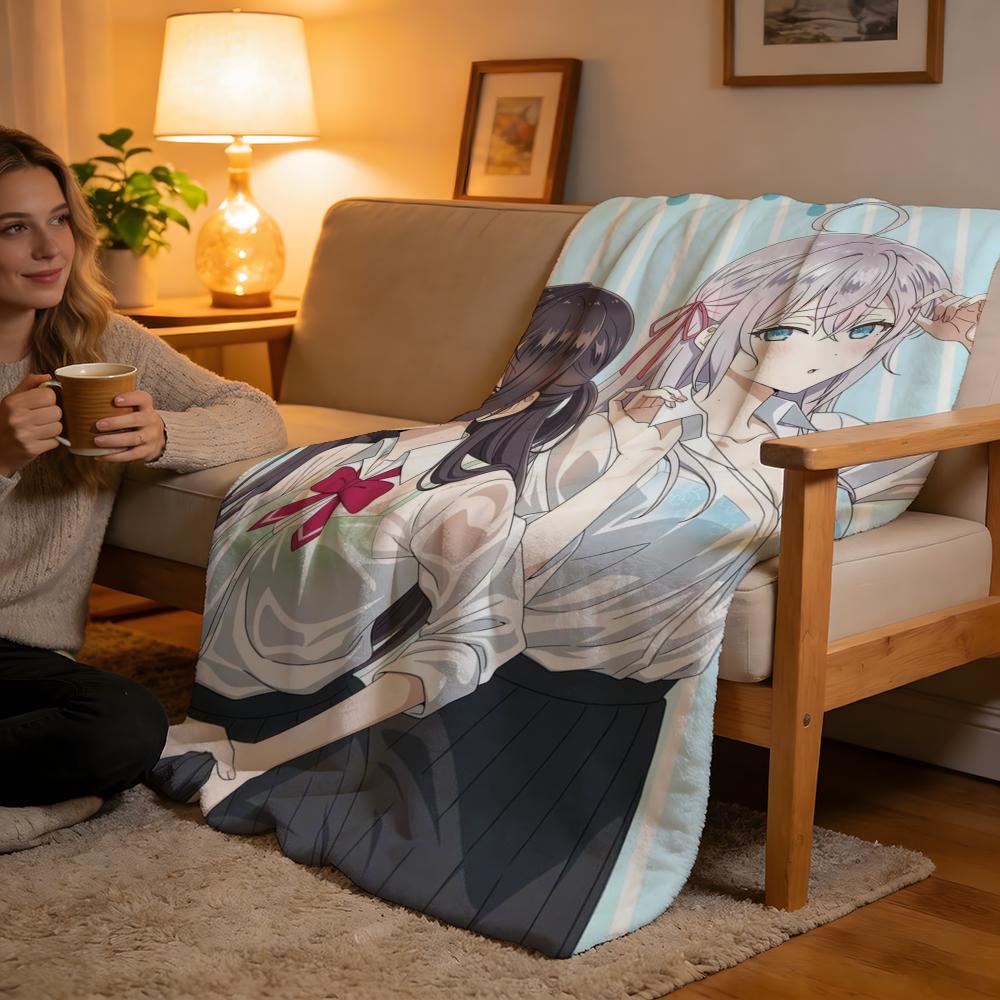 

Throw High-Density Short Plush Blanket For Sofa Nap Room Soft Skin-Friendly Alya Sometimes Hides Her Feelings Russian 75x90cm