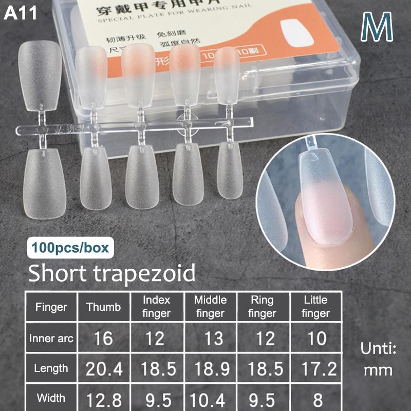 100Pcs/Box Fake Nail Tips Full Cover Coffin Press On Nail Extension Clear Soft Gel Tips False Nail Design Manicure Tools