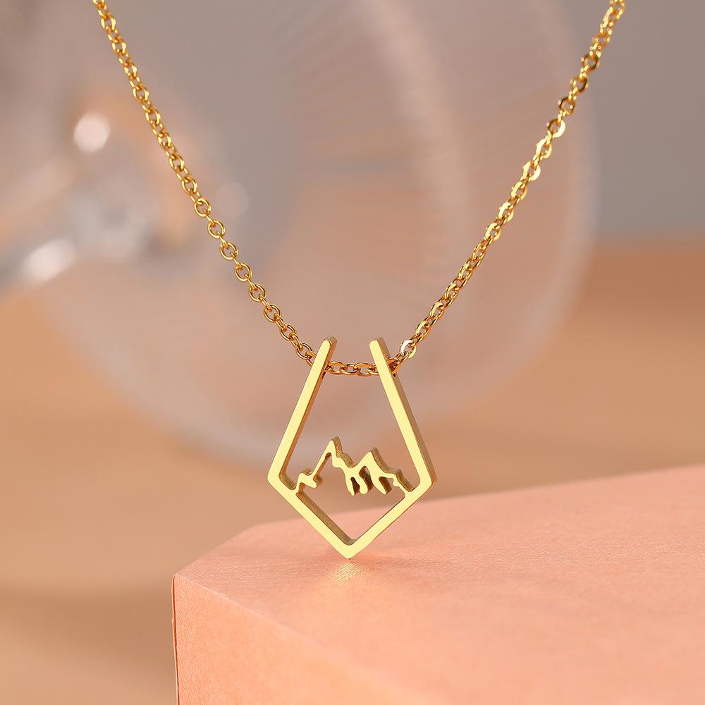 Stainless Steel Necklaces Irregular Mountain Peak Pendant Chain Collar Charm Fashion Necklace For Women Jewelry Party Men Gifts