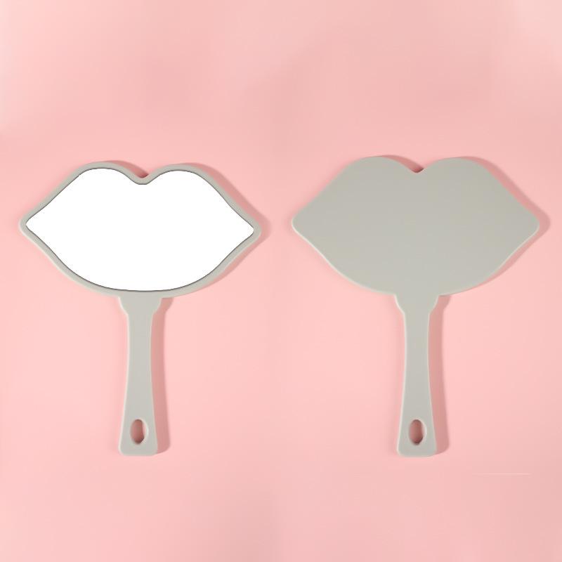 HD Lip Makeup Mirror with Plastic Handle, Vanity Mirror with DIY Option