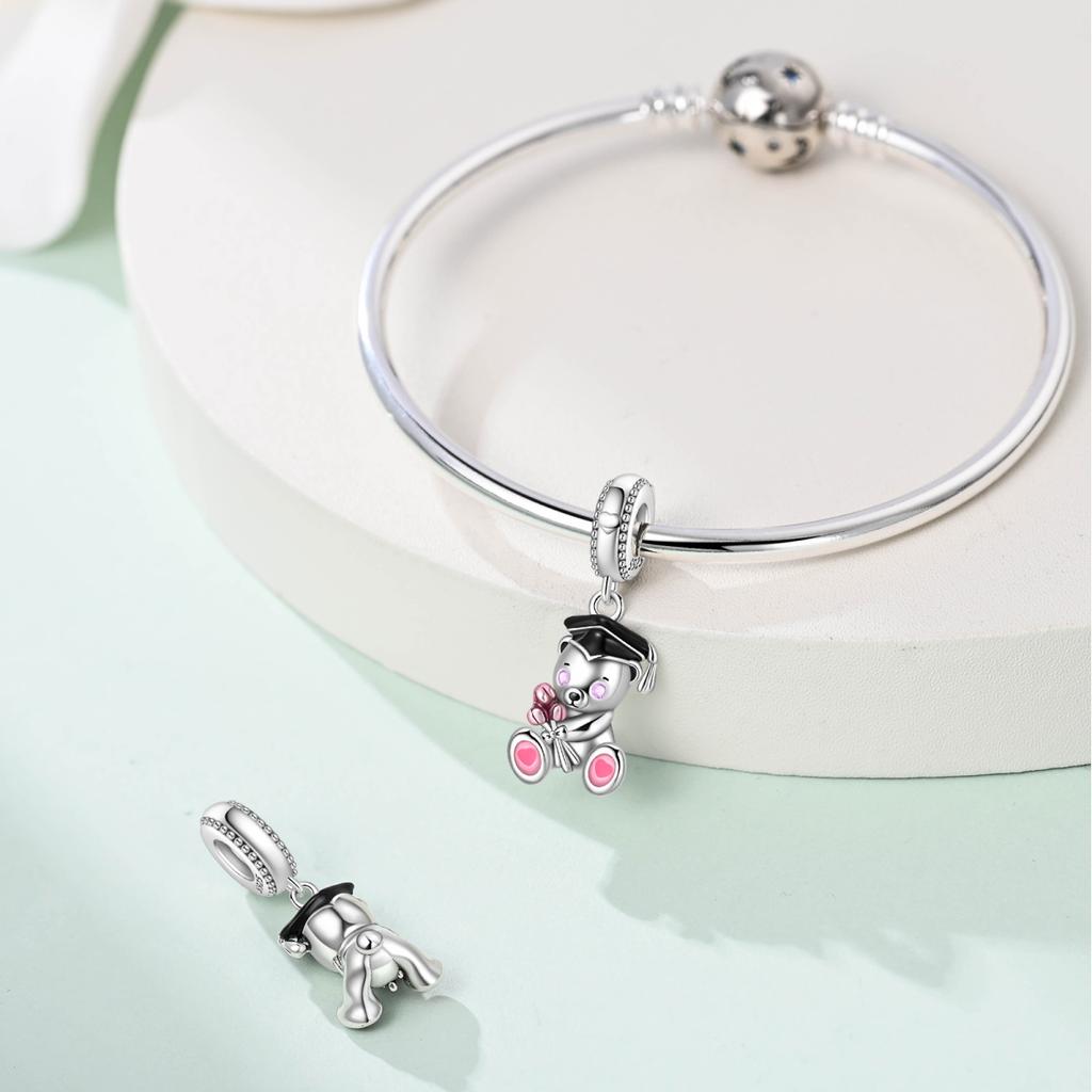 Originalcopper Charms Luxury Graduation Bear Beads Fit Bracelet Diy Women Making Delicate Gift