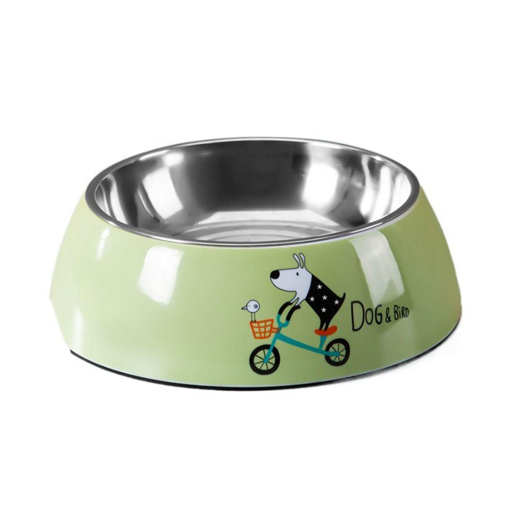 

Cartoon Dog Food Bowls Anti Rollover Dog Non Slip Bowls 2 in 1 Cat Water Food Bowl For Dogs Cats S зелёный