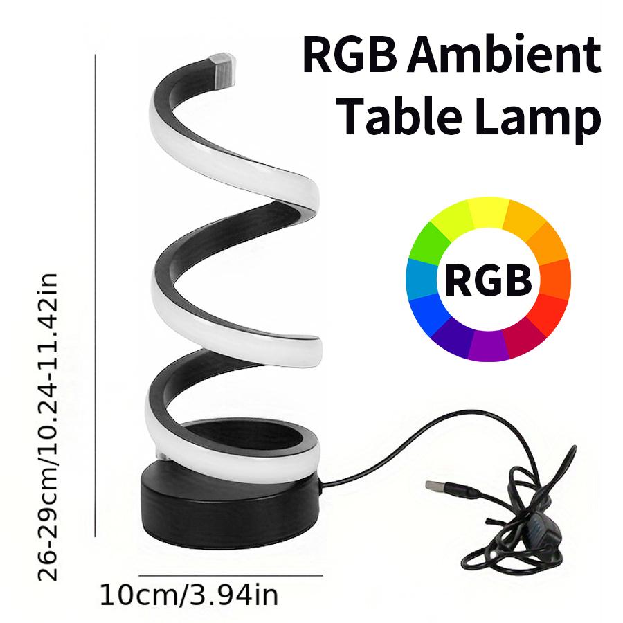 Modern Creative LED Night Lamp Spiral Desk Light RGB Color Dimmable For Bedroom Living Room Office Bedside Decoration Lighting