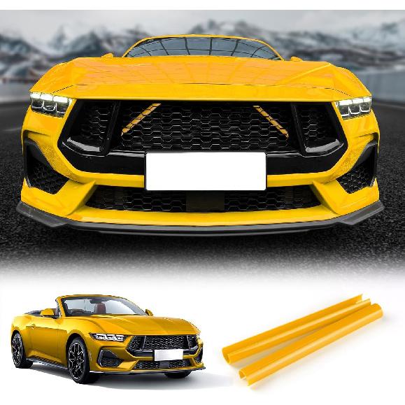 

KUNGKIC For 2024 2025 Mustang Grill Inserts Trims ABS V Brace Stripes Wrap Covers Exterior Car Accessories (Red) жовтий