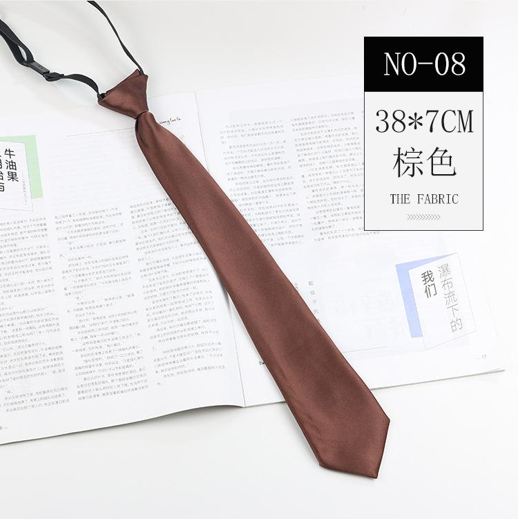 Tie School Style Uniform Shirt Black Gray Navy Blue Solid Color Knot-Free Lazy Japanese Tie