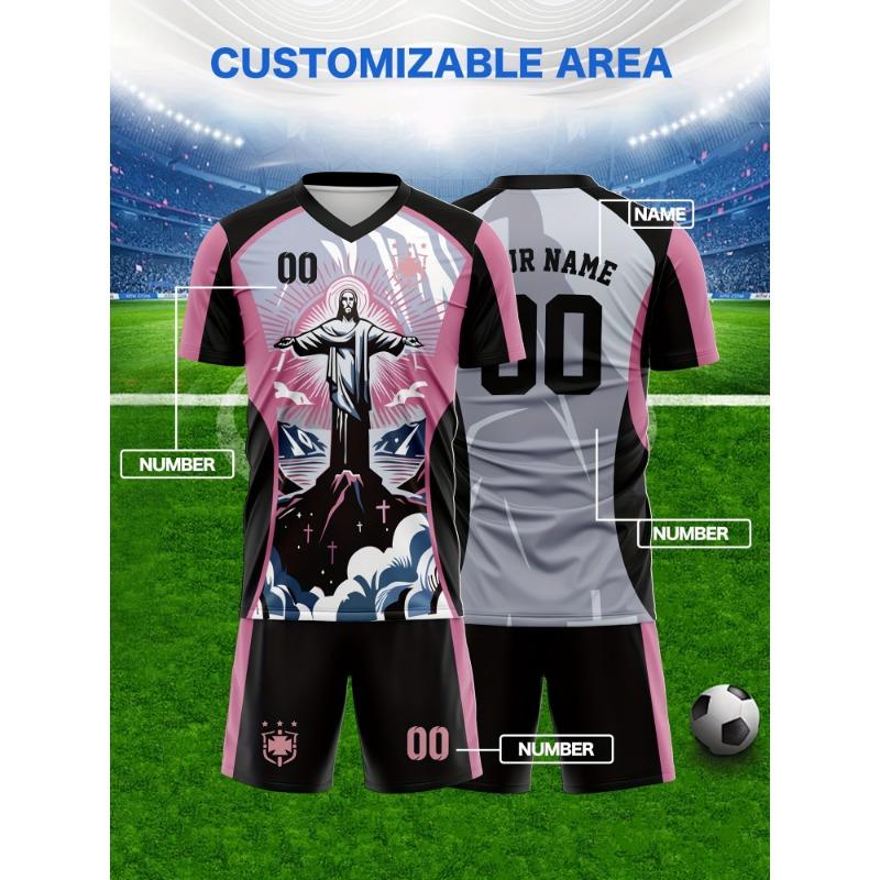 

Summer and Autumn V-neck T-shirt Football Suit 6XL