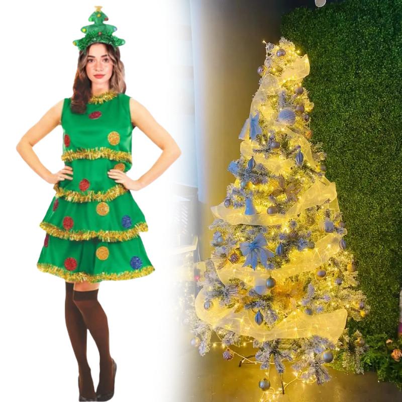 Christmas Tree Cosplay Dress For Women With Polyester Nylon Blend For Holiday Party Costumes