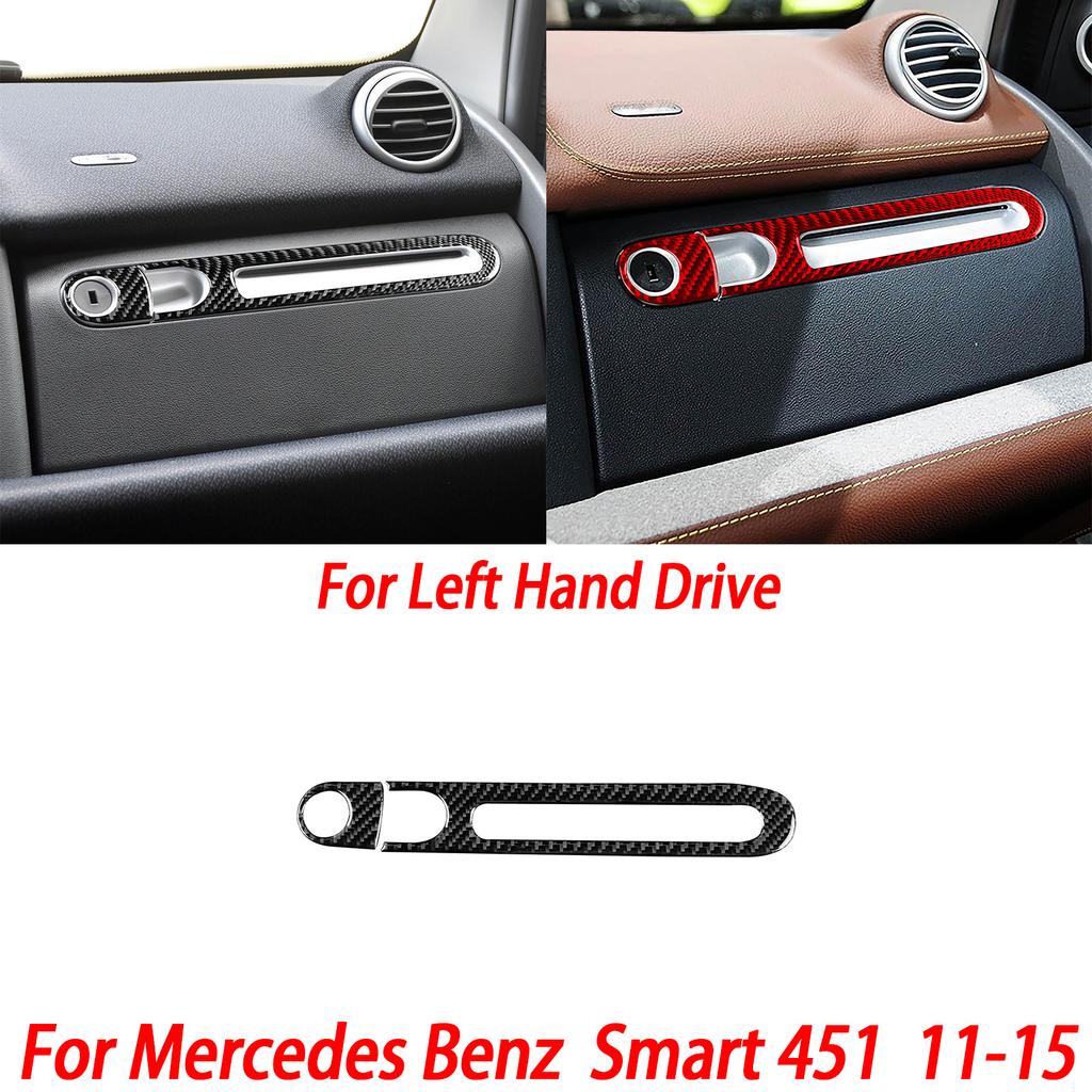 For Benz Smart W451 Fortwo 2011-2015 Carbon Fiber Copilot Storage Box Handle Center CD Gear Shift Panel Interior Trim Sticker