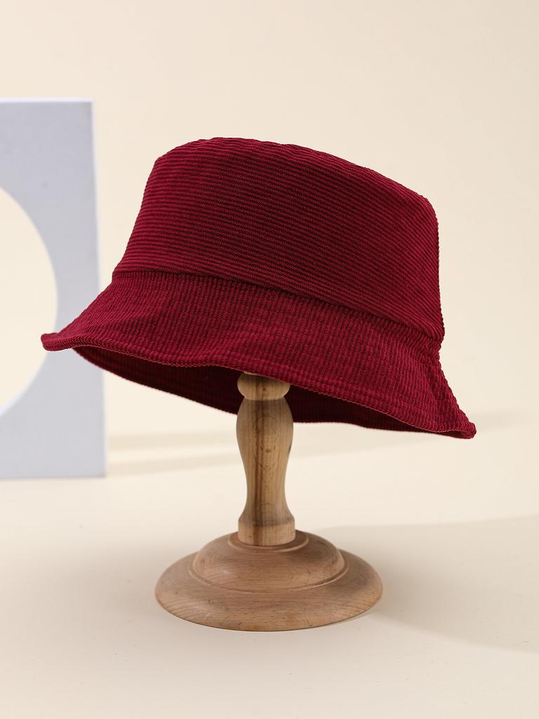 Women's Retro Autumn Winter Hats Corduroy Bucket Hat Outdoor Casual Style With Sunshade For Cold Weather New Foldable New
