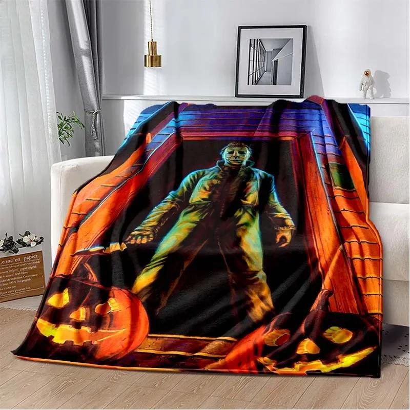 Horror movie character M-Michael Myers Halloween Home Bed Blanket Comfortable Portable Bedroom Sofa Picnic Blanket Gift