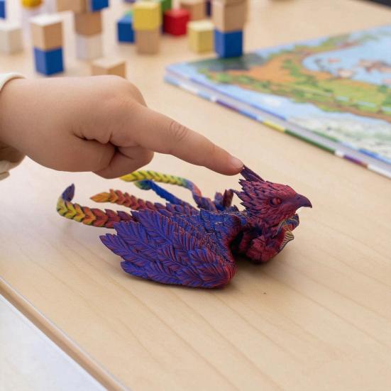 3D Printed Phoenix Toy Articulated Flexible Fidget Bird Figurine Cool Animal Statue Stress Relief Desktop Decoration for Adults
