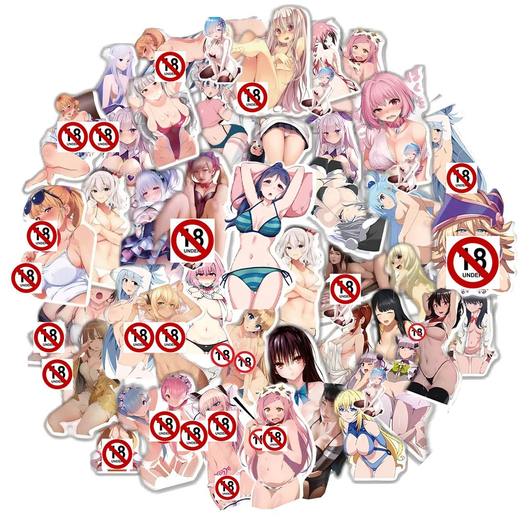 50Pcs Adult Anime Sexy Stickers Suncensored Decals for Laptop Phone Sticker decoration aesthetic
