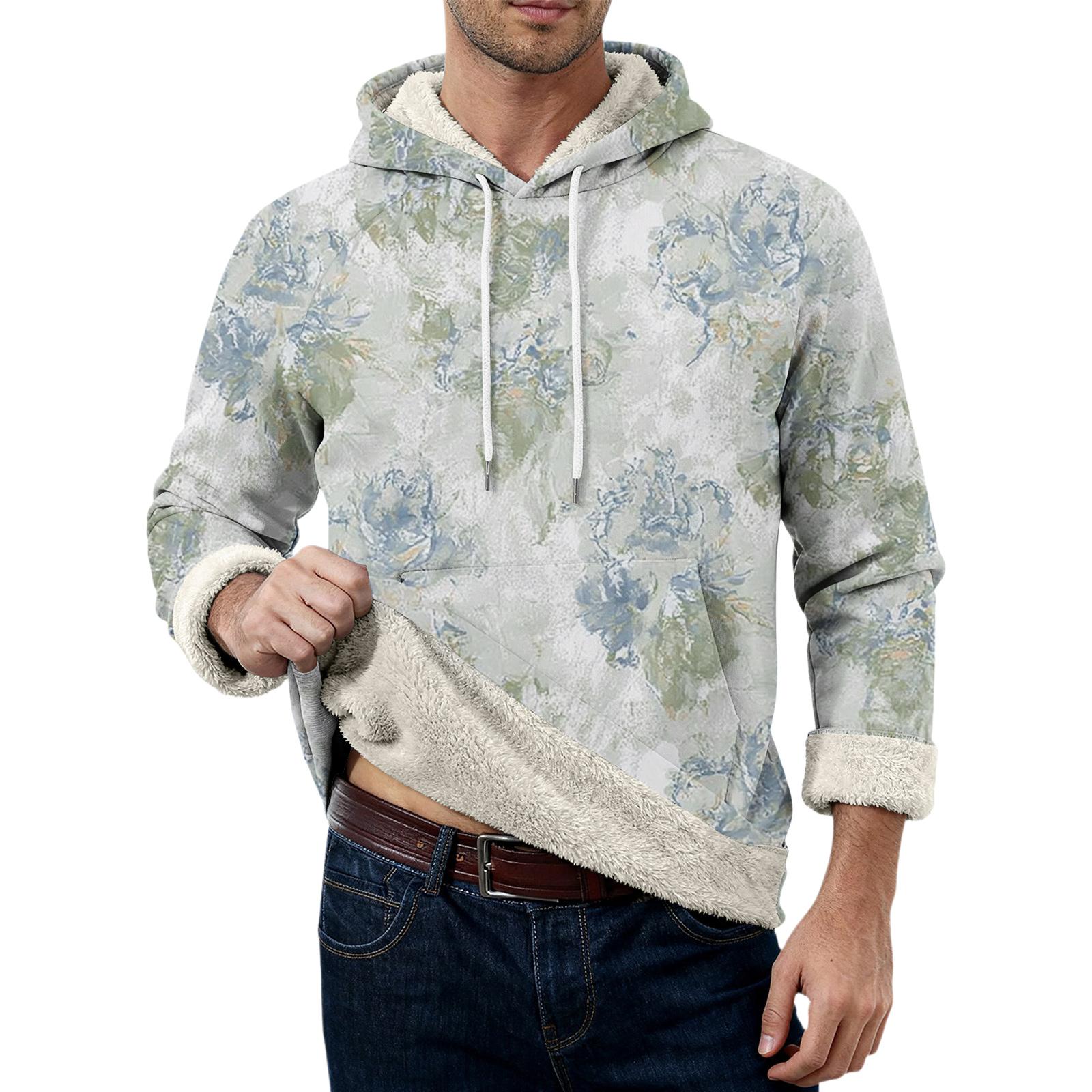 

Мужская повседневная флисовая толстовка с длинным рукавом и карманами L