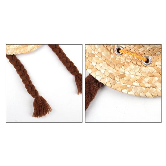 Haustier Geflochtener Hut Hund Stroh Gewebter Hut Verstellbarer Haustier Sommer Schattenhut