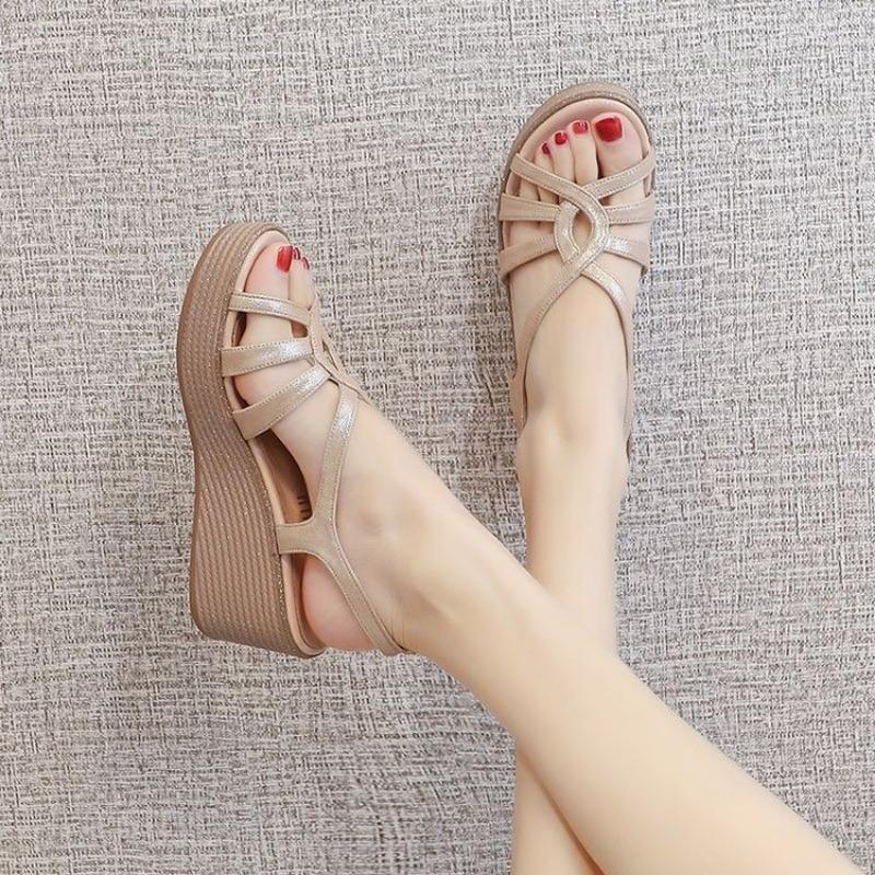 Pantofi noi versatili de damă cu toc pană și gură de pește, pantofi cu cataramă pe un umăr care cresc în înălțime