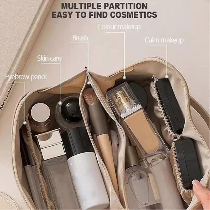 Peachloft Cosmetic Bag, Peachloft Large Capacity Travel Cosmetic Bag, Waterproof Pu Leather Makeup Bag