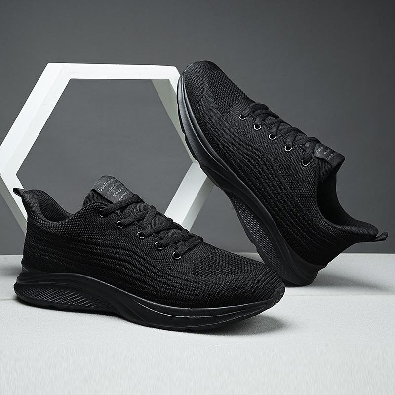Men's Shoes Outdoor Fly-woven Running Shoes Sports Shoes Spring and Summer Mesh Cloth Surface Large Size Walking Shoes Lightweight Breathable Casual