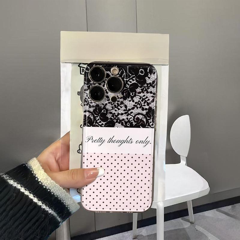 Black Lace White Lily Flower Print Clear Phone Case for iPhone 17 Pro Max 16 15 Pro 14 13 12 11 XR 17Air 16 Plus Silicone Cover