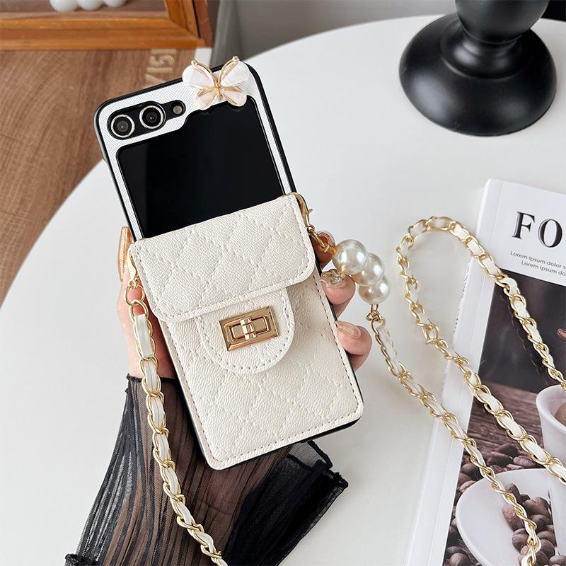 

P50 Butterfly Wallet N2 Mobile Phone Case for Samsung Zflip5 Crossbody Cord 4 Folding 3 Light Luxury Protective Case Xflip For Samsung ZFlip3