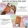 Ultra-thin Magnetic Card Holder Combo Leather Case for iPhone 16 Pro Max 17 Air 16e 15 14 Plus 13 12 Wireless Charging Cover