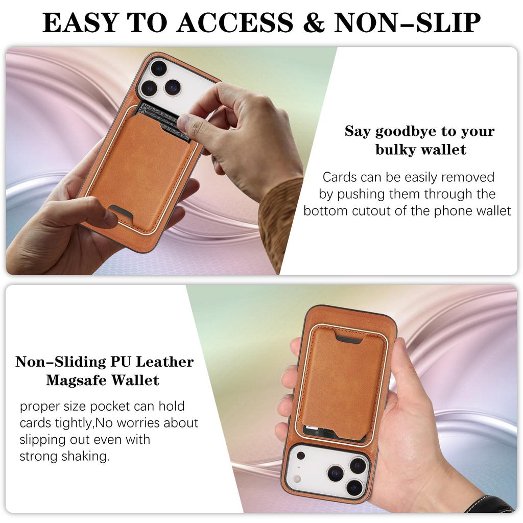 Ultra-thin Magnetic Card Holder Combo Leather Case for iPhone 16 Pro Max 17 Air 16e 15 14 Plus 13 12 Wireless Charging Cover