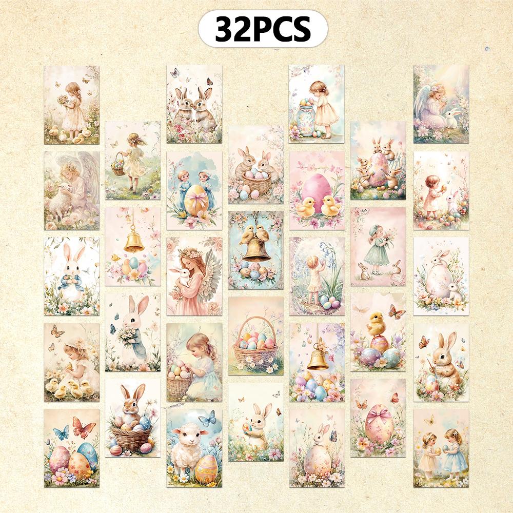 

32pcs, Easter postcards, rustic, wall stickers, mailing cards, greeting cards, DIY postcards, souvenir postcards, decorations