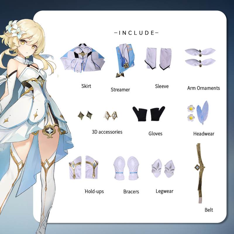 Genshin Lumine Impact Cosplay Costume Set Cartoon Game Virtual Cute Characters