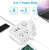 Travel Power Station with 3 Outlets 4 USB Port Flexible Cable For Home Office Safety Efficient Design
