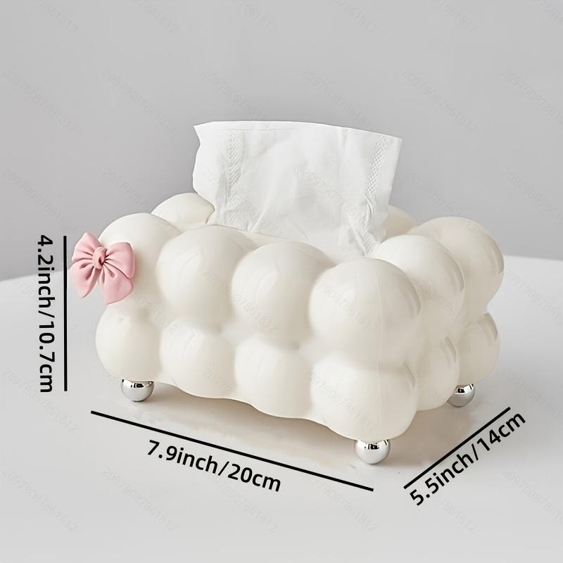 1pc Tissue Box Holder – Decorative Tissue Holder with Pink Bow, Functional Plastic Desktop Organizer – Home Decor for Bedroom, Dining And Living Room