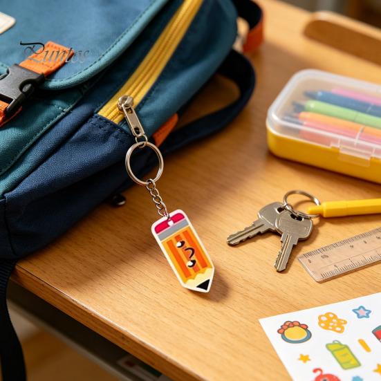 Back to School Gift 8Pcs Keychain Set, Theme Acrylic Keryring Set for Students, Decorative Accessories Bags & Backpack Students
