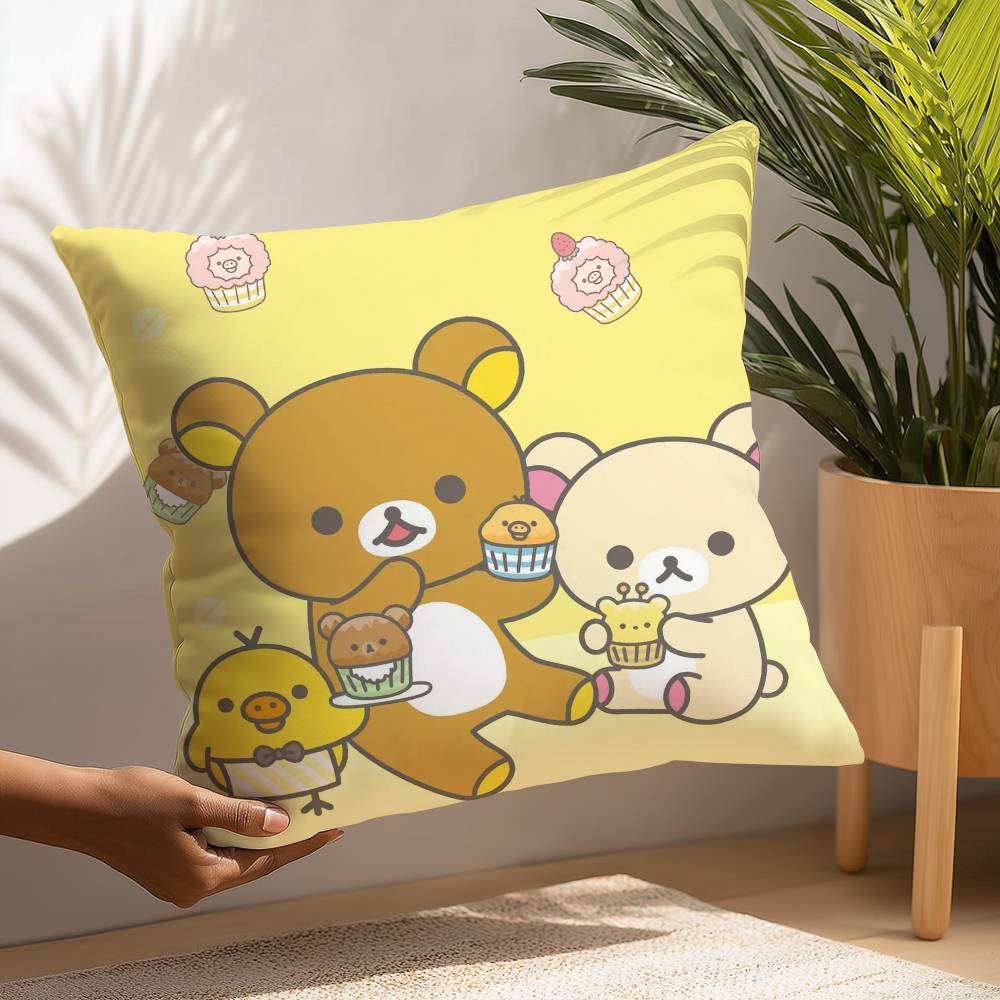 Cute Cartoon Rilakkuma Pillow Case Plush Fabric Soft  Pillowcase Double Sided Print Cushion Cover Household Gifts