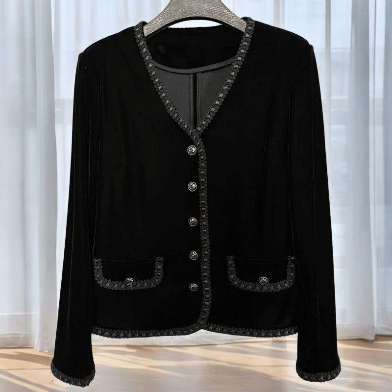 Spring Autumn Women's Velvet Cardigan Slim Fit V-Neck Cardigan Jacket Casual Cardigan Top