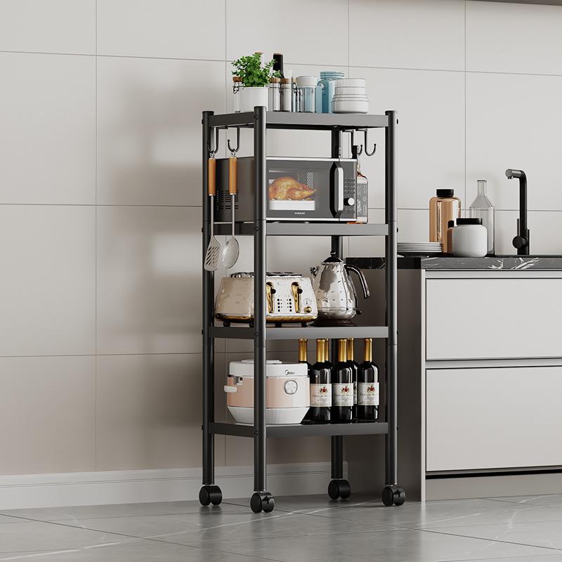 Multi-layer Floor-standing Kitchen Storage Rack for Pots and Microwave Oven