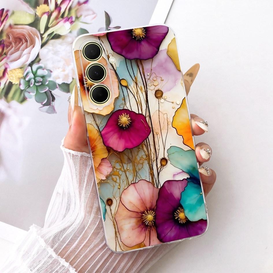 Hülle Für Samsung Galaxy A17 A37 A57 5G Cover Neue Stilvolle Blume Klare Weiche Silikon Handyhülle Für Samsung A 17 A 37 A 57 Stoßfänger