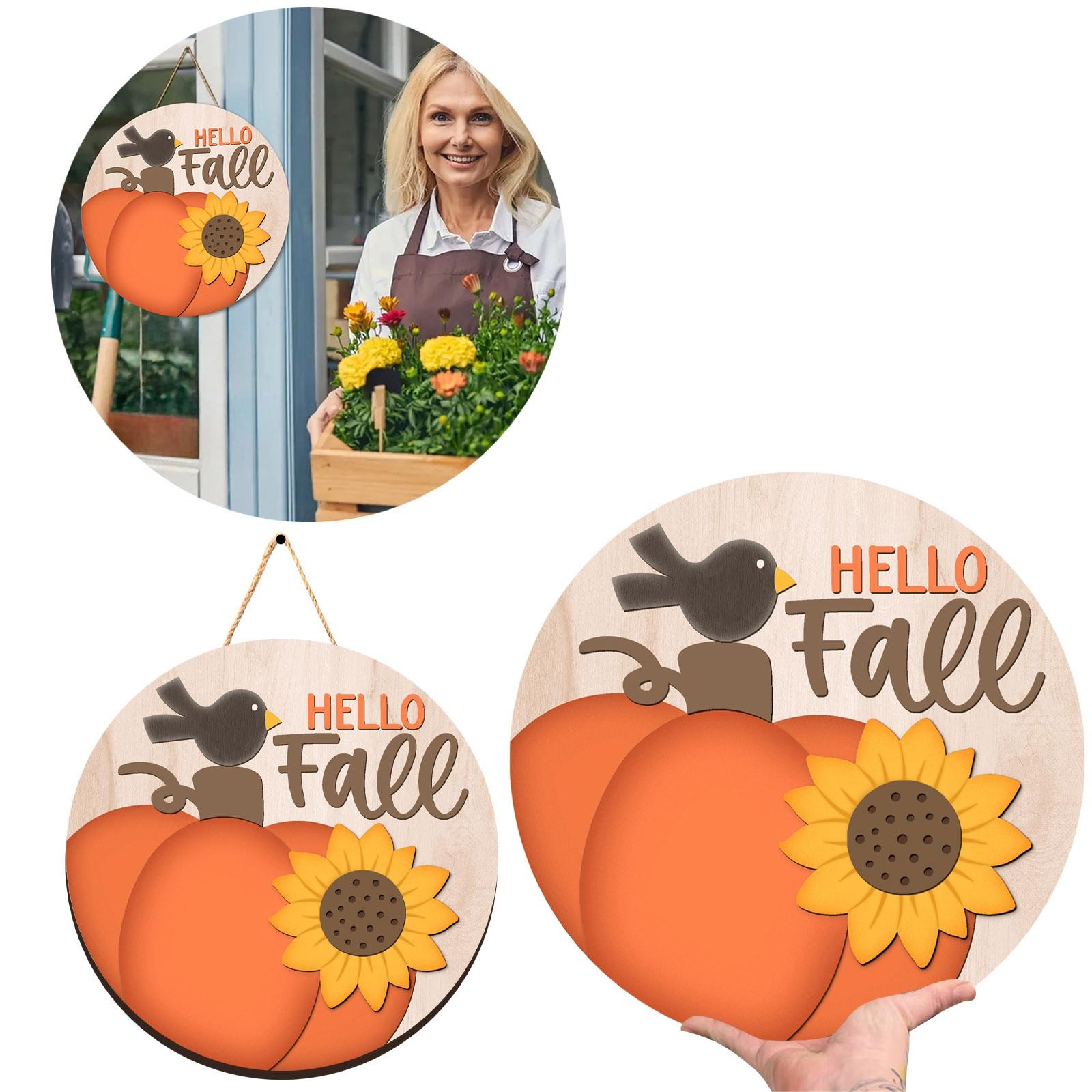 

Осенняя декоративная табличка на дверь, деревянная подвесная табличка на дверь, подходит для украшения стены входной двери дома