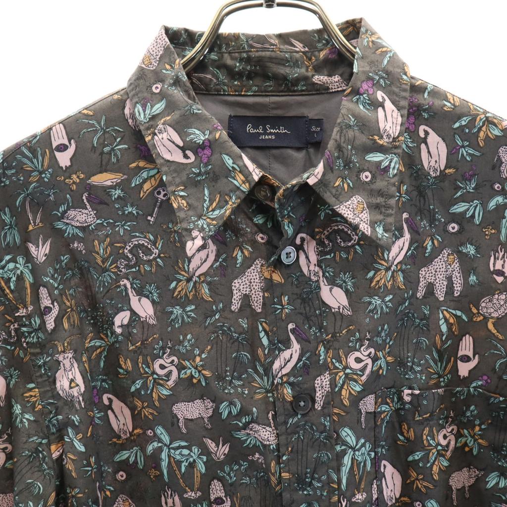 Paul Smith JEANS Animal Pattern Long sleeve Cotton shirt L Charcoal gray Men's Used