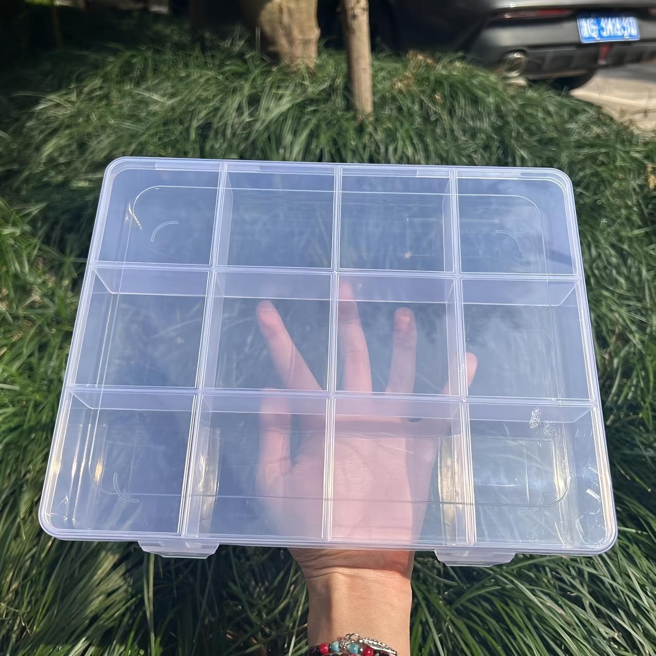 12-grid Compartment Storage Box with Card Slots, Large Capacity Fixed Dividers, DIY Accessories, Transparent Jewelry Organizer