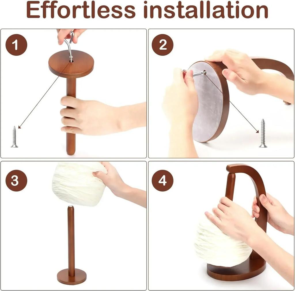 Wooden Yarn Holder Spinning Knitting And Weaving Auxiliary Tools Crochet Rotating Magnetic Thread Spool Wool Ball Winder Spinner