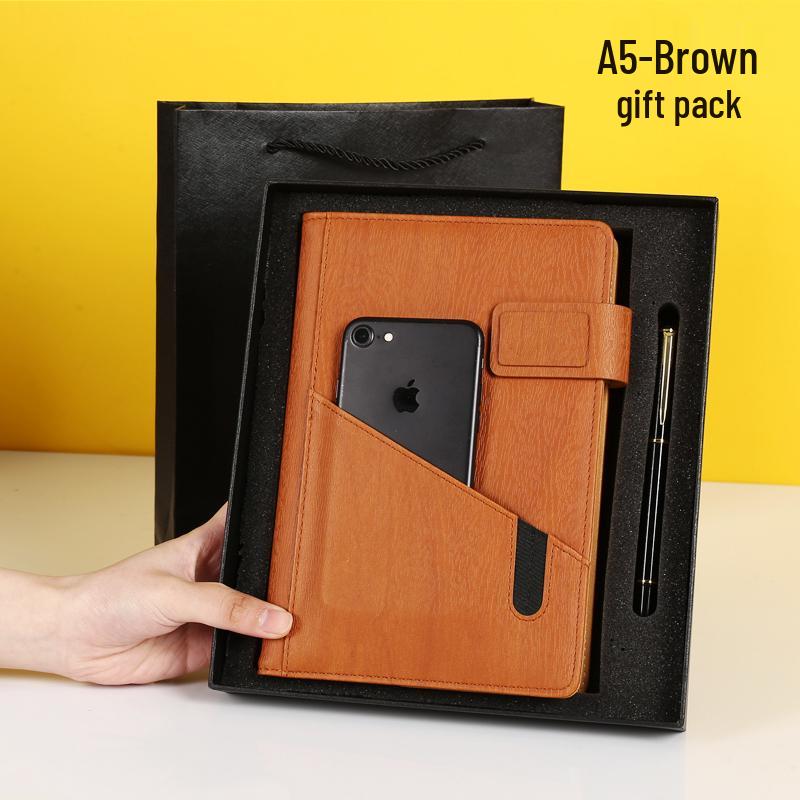 Multifunctional Red Business Notepad with Ins Style for Meetings & Daily Records