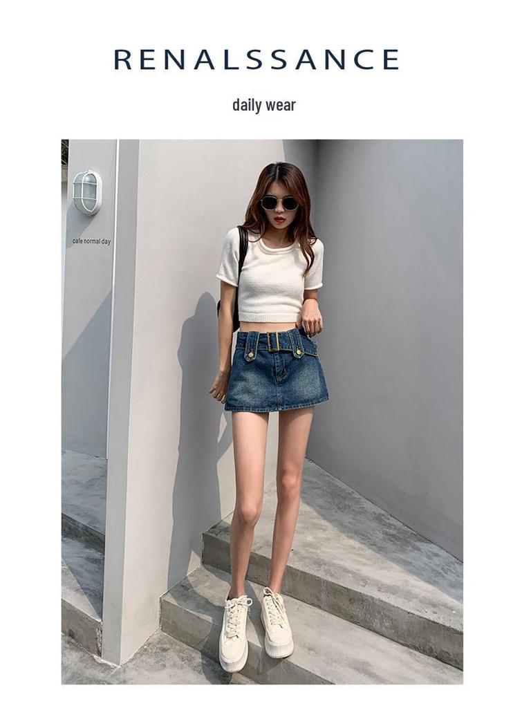 2023 Sweet Retro High-Waist Slim Skirt & Hot Pants for Spring & Autumn