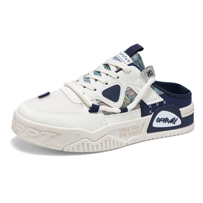 Fashion Men Casual Shoes Summer Breathable Thick Sole Comfortable Half Slippers Soft Bottom Non-slip One-foot Slip-on Closed Toe Slipper