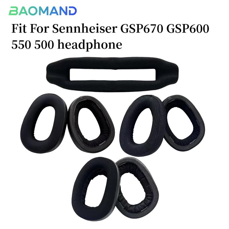 1 Set Ersatz-Ohrpolster Ohrpolster Kopfbügel für Sennheiser GSP670 GSP600 550 500 Kopfhörer Memory Foam Ohrpolsterabdeckung