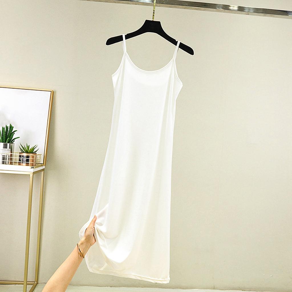 Damen lockerer lässiger Nachthemd mit Camisole und langem farbigem Basis-Kleid darunter